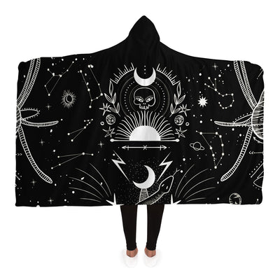 Black Celestial Symbols 2 | Hooded Blanket