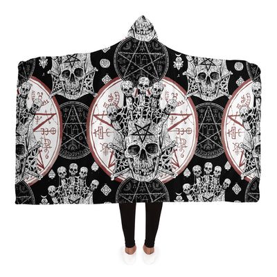 Light Gray Gothic Esoteric & Evil Skulls | Hooded Blanket
