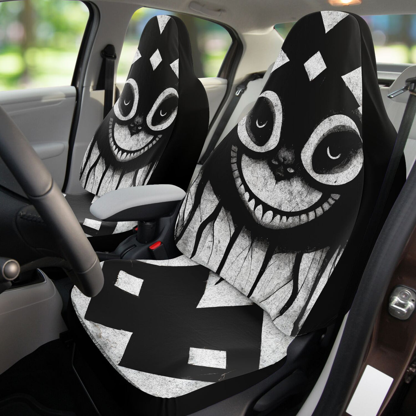 Gray Sinister Cat Horror Art Gothic | Car Seat Covers