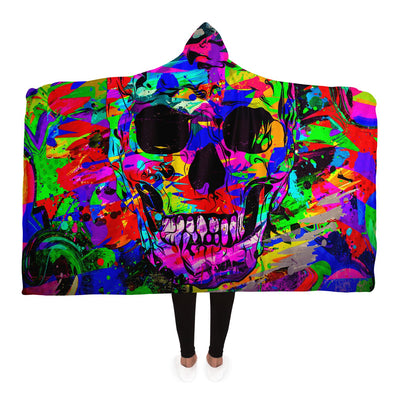 Dark Slate Gray skulls 2 Hooded Blanket-Frontside-Design_Template copy