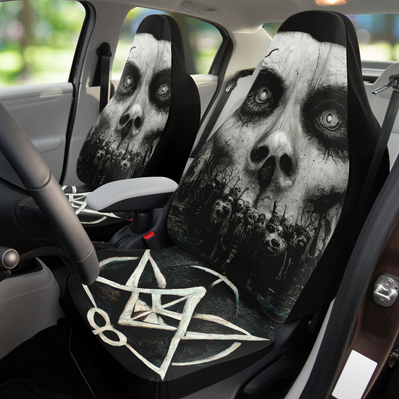 Black Hells Mouth 3 Horror Art | Car Seat Covers