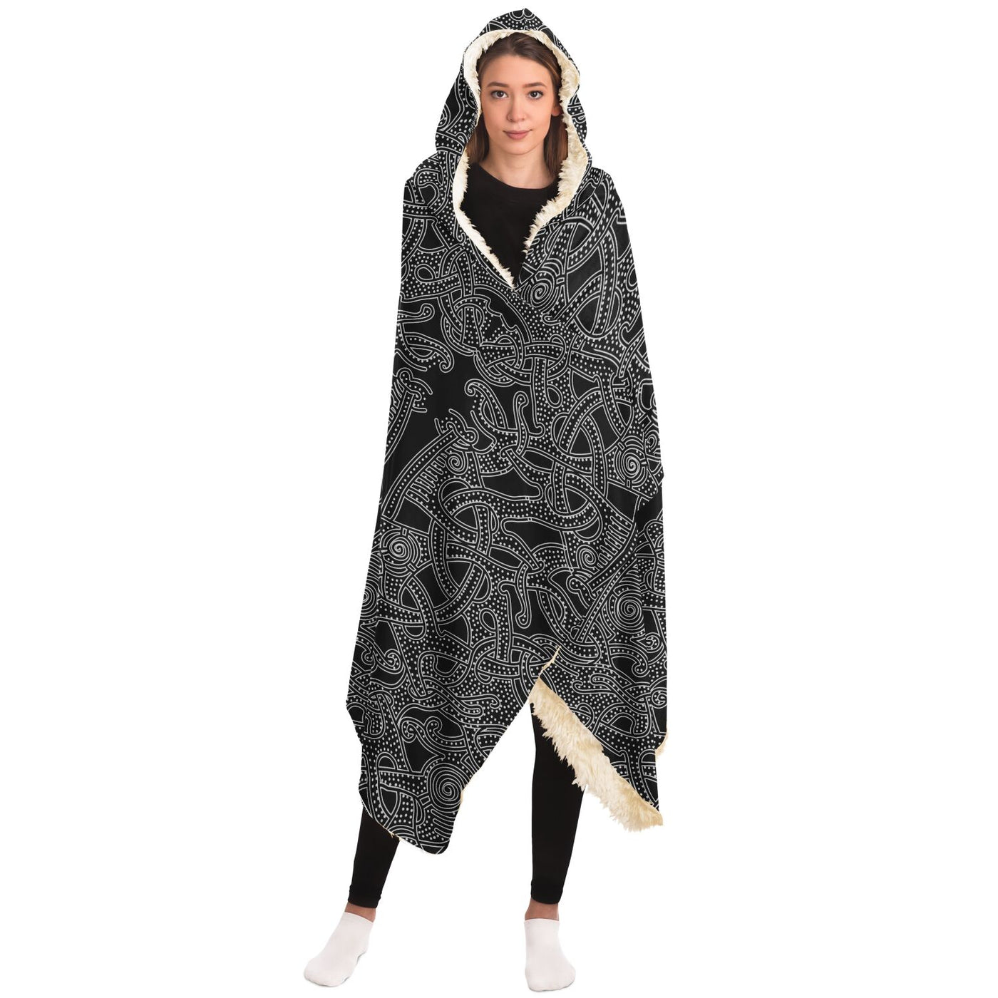 Gray tribal 1 Hooded Blanket-Frontside-Design_Template copy