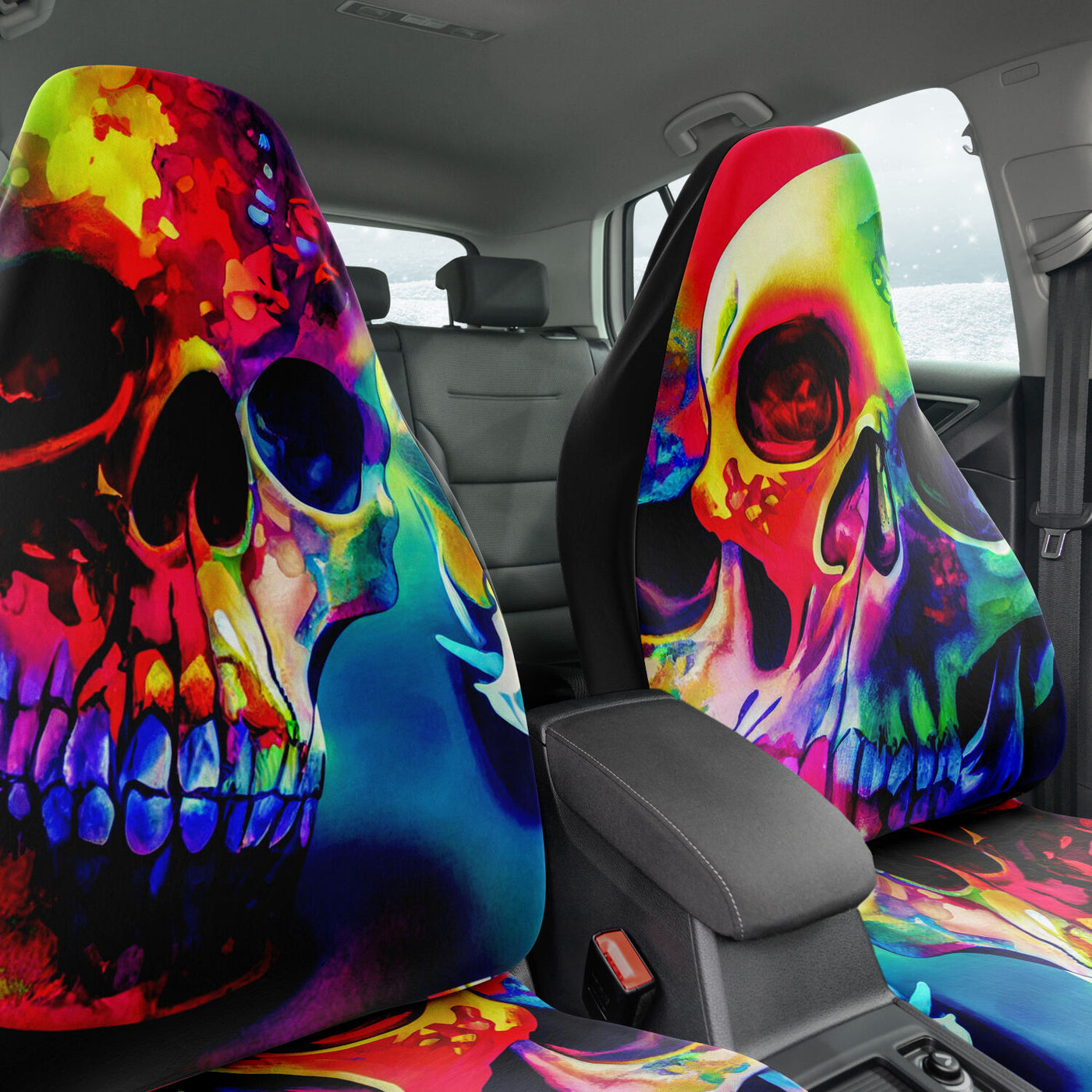Dark Slate Gray Tie Dye Skulls 16 Skull Decor | Car Seat Covers