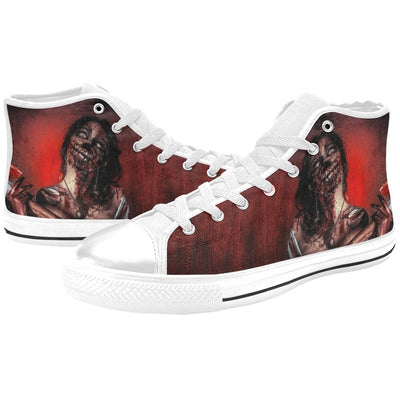 Saddle Brown Horrorcore Menacing Zombie With An Ax | Men’s Classic High Top Canvas Shoes