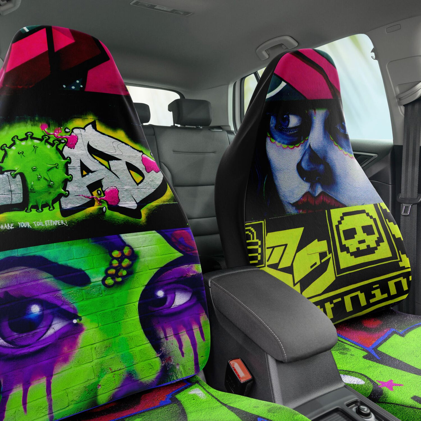 Dark Slate Gray Eye See You Trippy Graffiti Art | Car Seat Covers