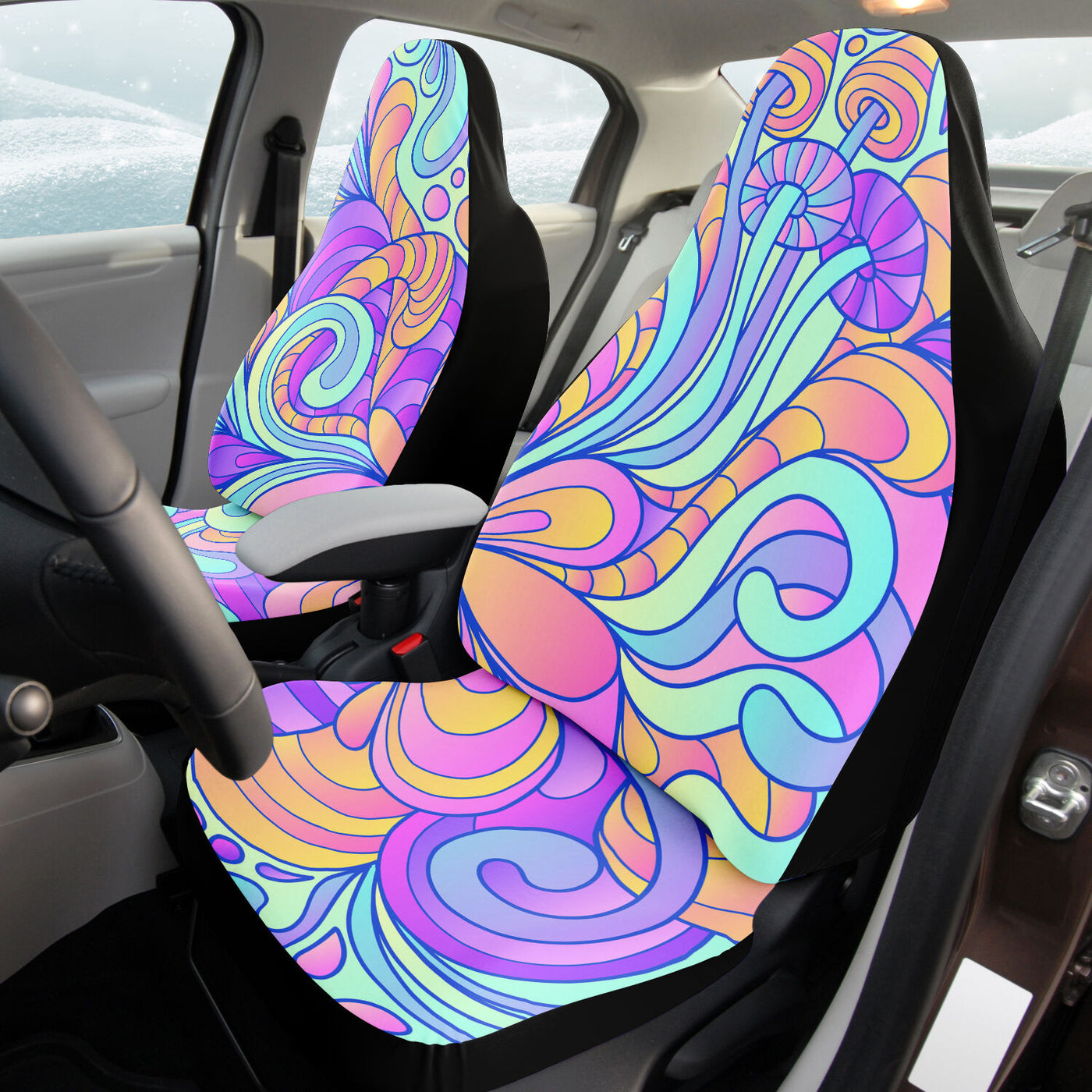 Thistle Soft Trippy Magic Mushrooms Hippie | Car Seat Covers