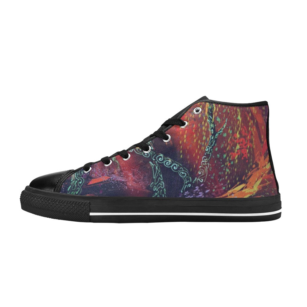 Dark Slate Gray Red Fantasy Forest | Women's Classic High Top Canvas Shoes