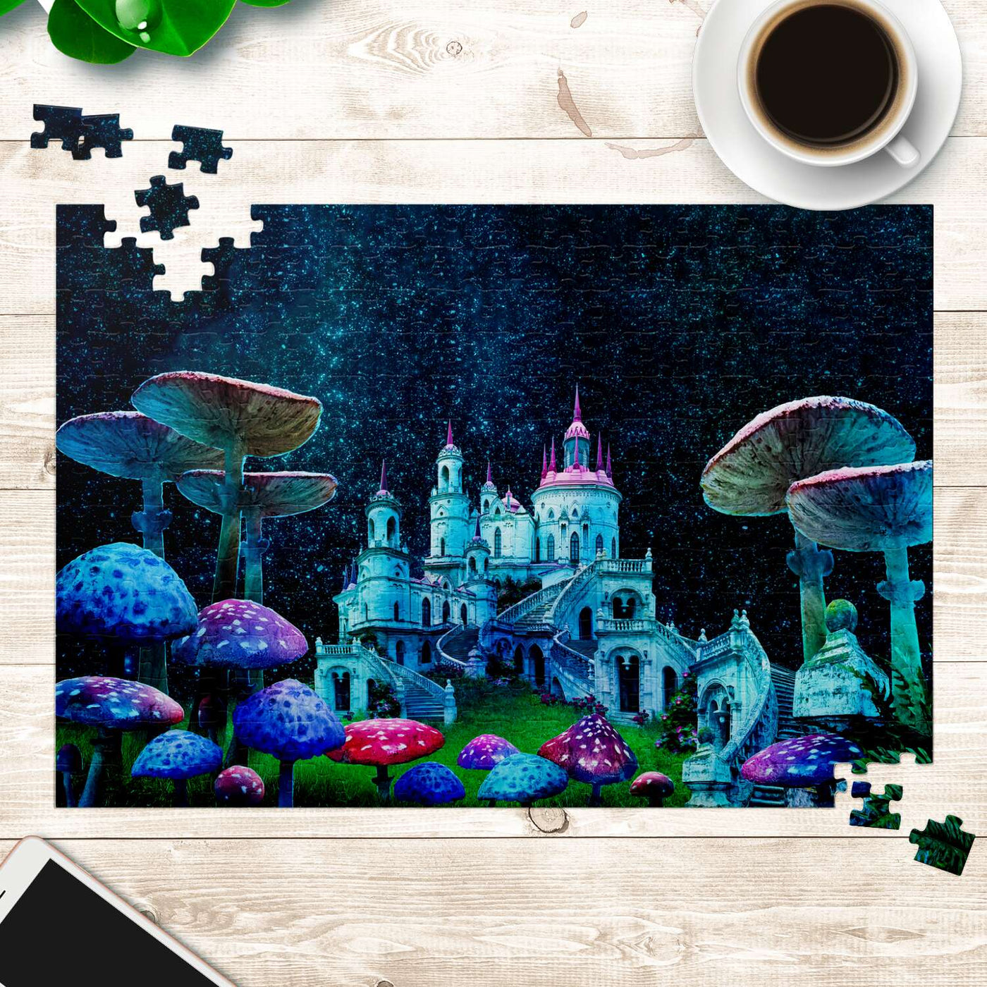 Dark Slate Gray Magic Mushroom Castle | Jigsaw Puzzle