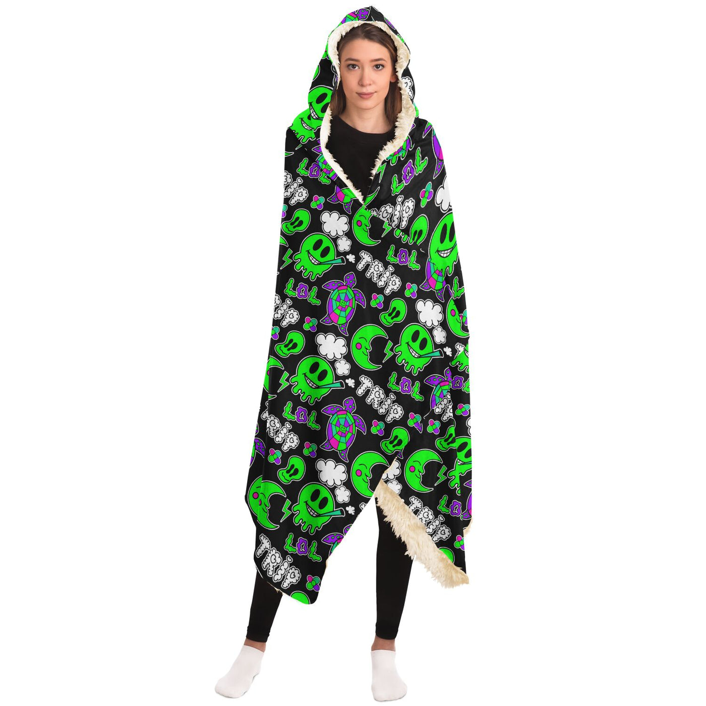 Dark Slate Gray hippie 22 Hooded Blanket-Frontside-Design_Template copy