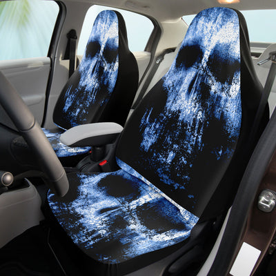 Light Gray Grunge Skulls Blue Horror | Car Seat Covers
