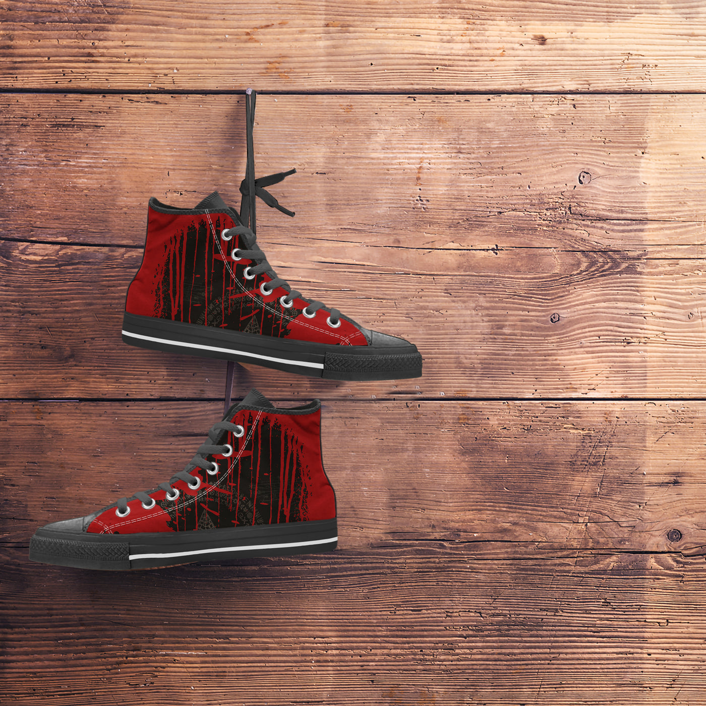 Rosy Brown Bloody Esoteric Symbols | Men’s Classic High Top Canvas Shoes