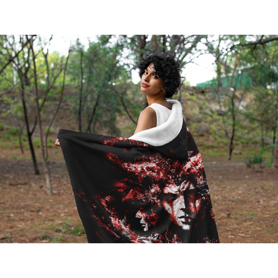 Dark Olive Green Red Greek Goddess Hecate | Hooded Blanket