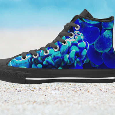 Midnight Blue Blue Neon Coral Reef | Women's Classic High Top Canvas Shoes