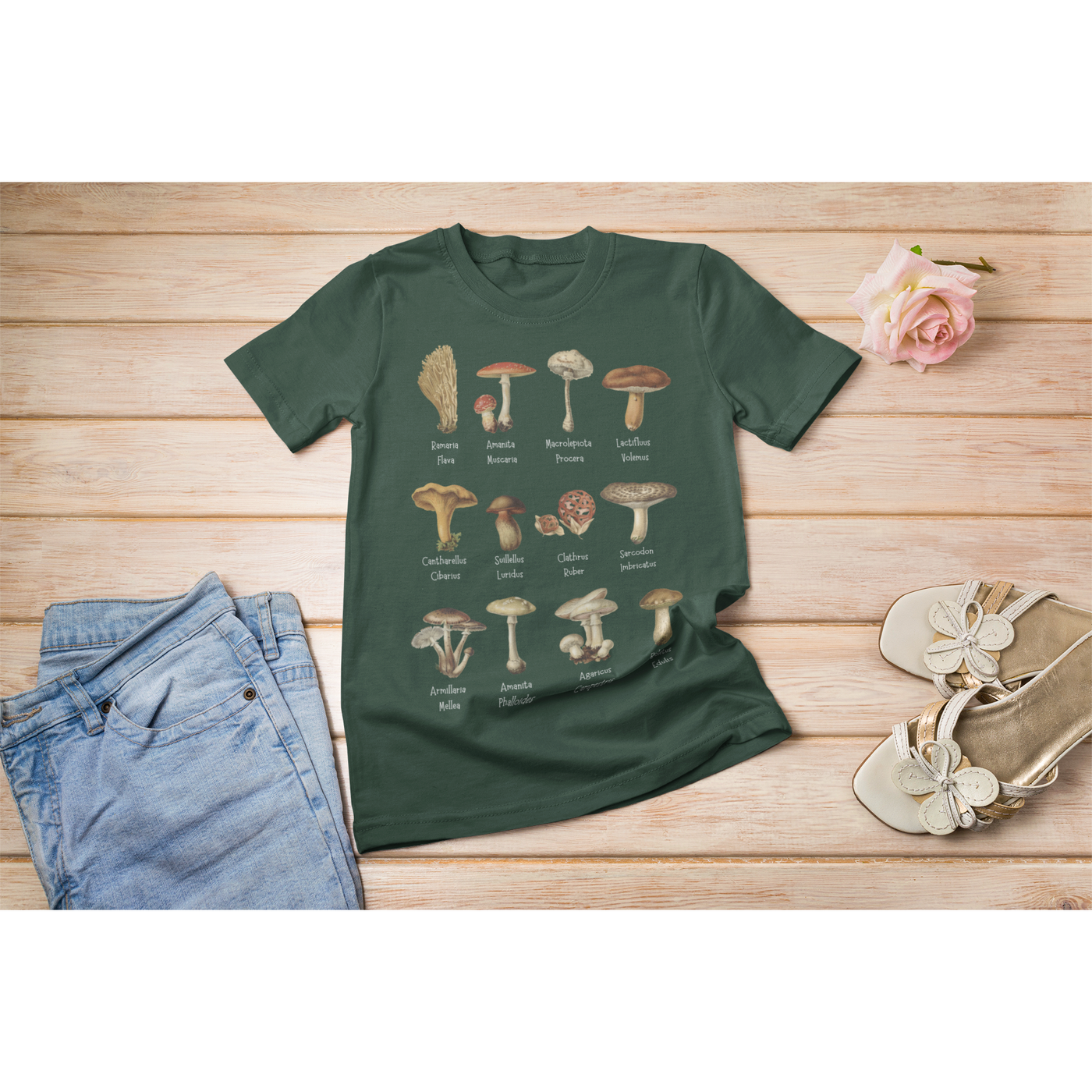 Gray Mushroom Shirt Vintage T Shirt Styled Art For Cottagecore Clothing Lovers | T-Shirt