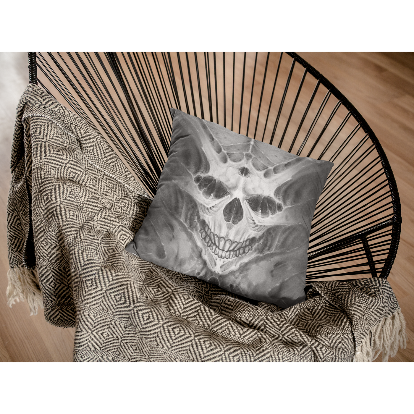 Slate Gray Skull Faced Grin | Pillow Case