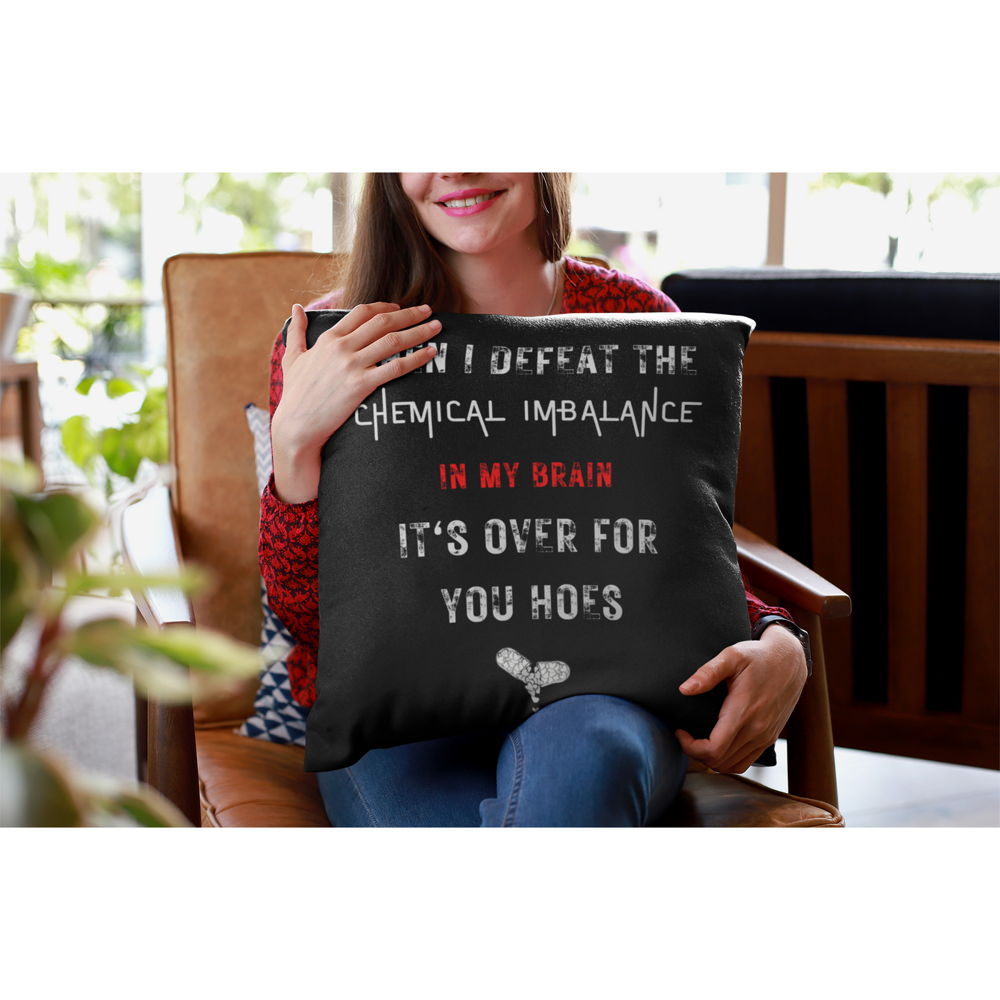 Gray When I Defeat The Chemical Imbalance In My Brain... Funny | Pillow Case