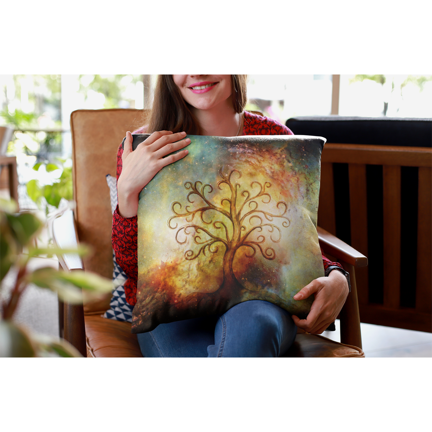 Rosy Brown Tree Of Life Space | Pillow Case