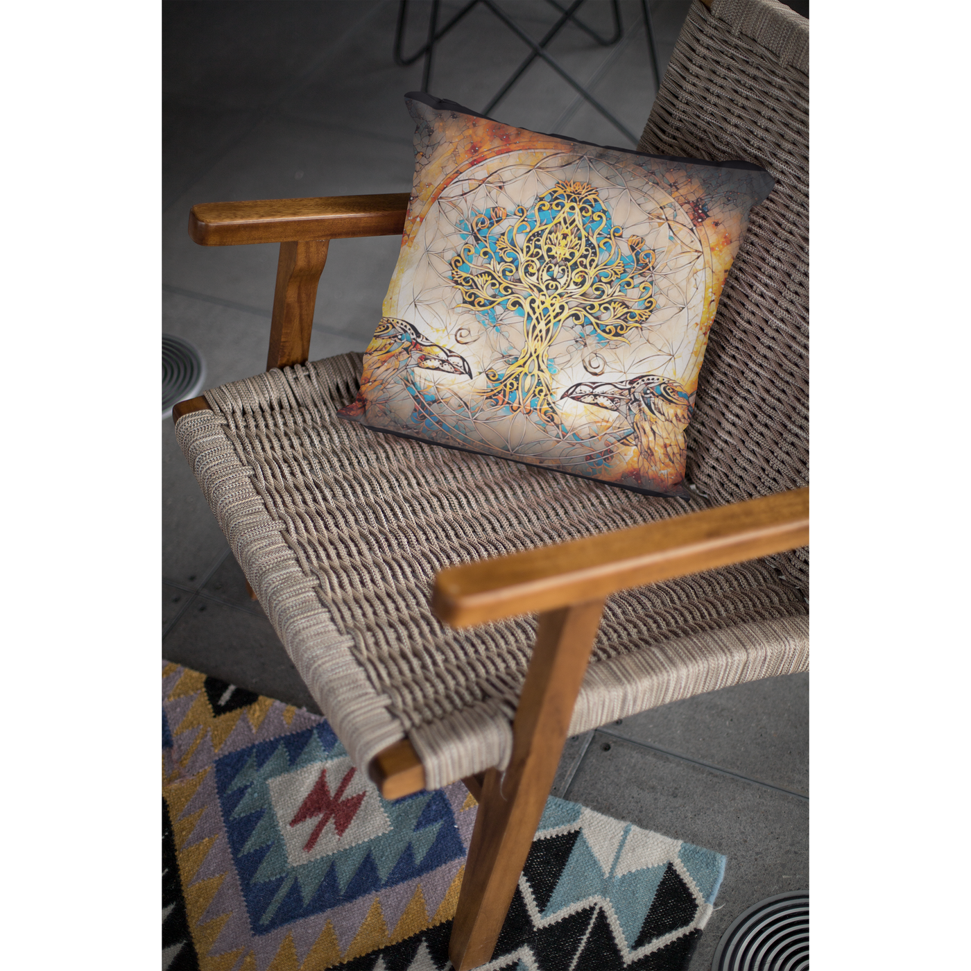 Dim Gray Tree Of Life Mosaic & Space |  Pillow Cases