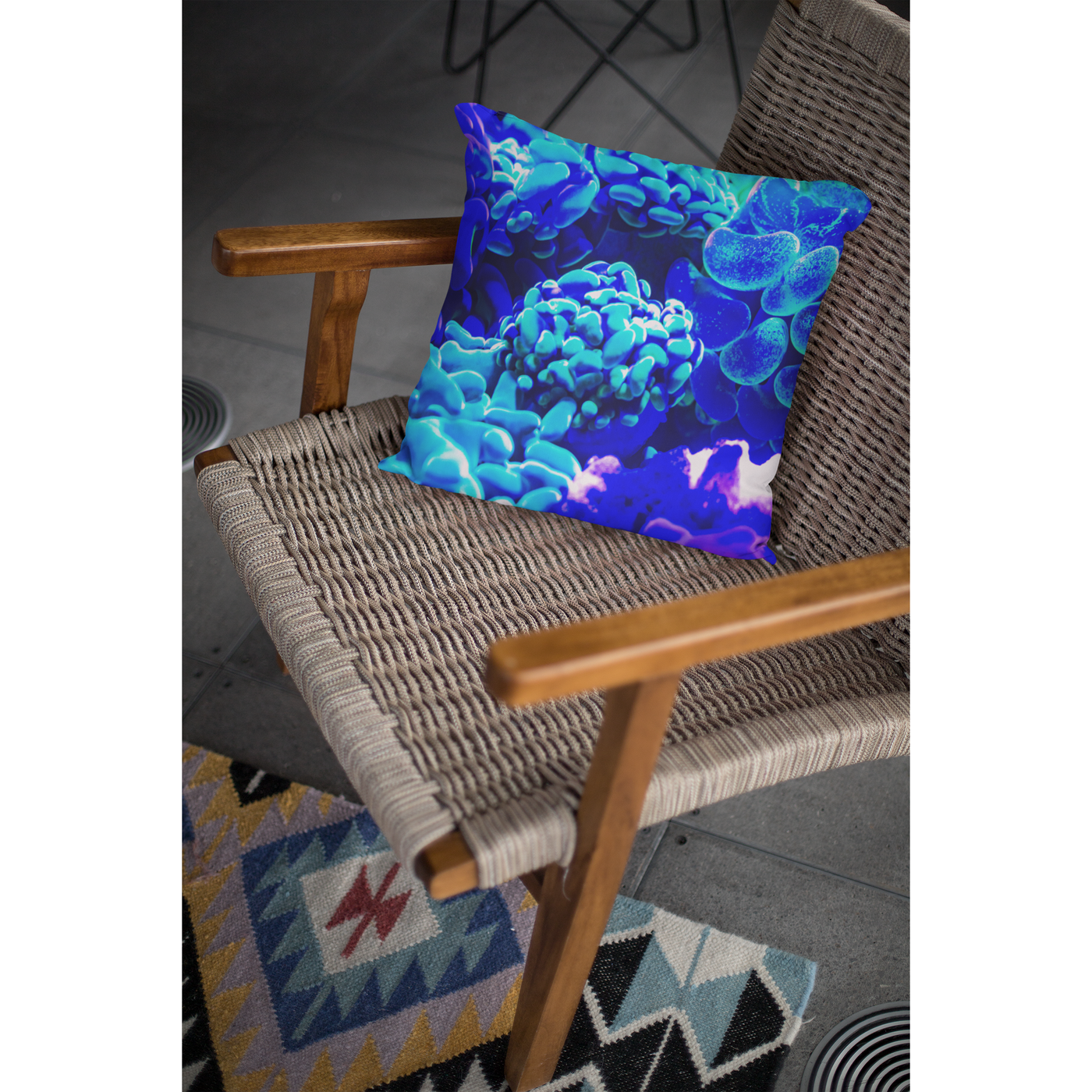 Dark Slate Gray Blue Neon Coral Reef | Pillow Cover