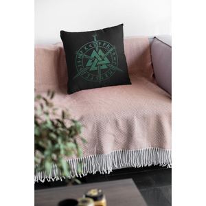 Gray Green Viking Runes With Swords | Pillow Case