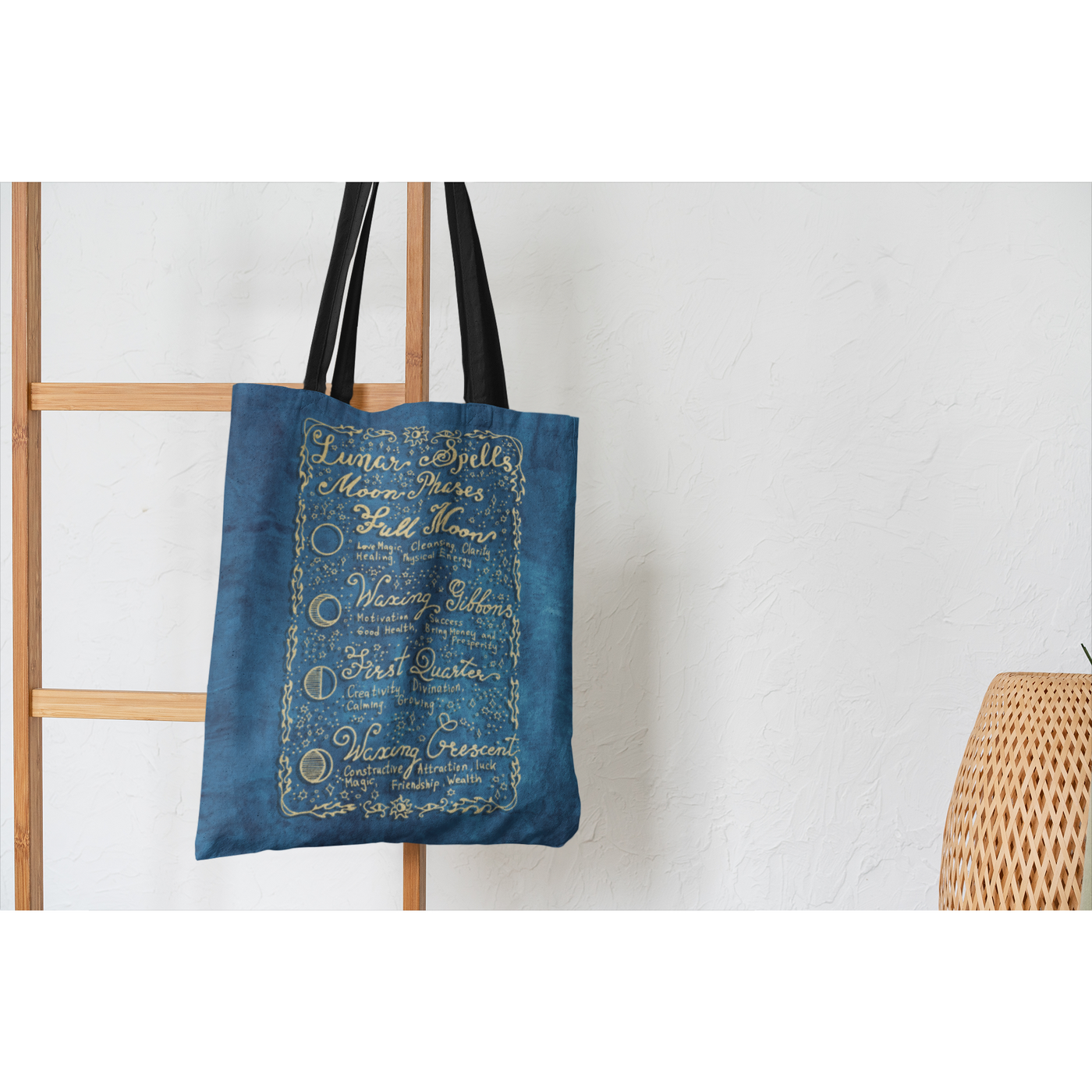 Light Gray Lunar Spells And Moon Phases | Tote Bag
