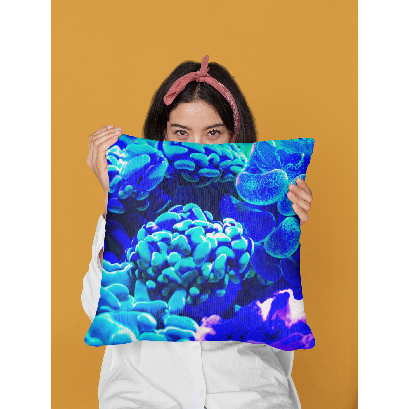 Steel Blue Blue Neon Coral Reef | Pillow Cover