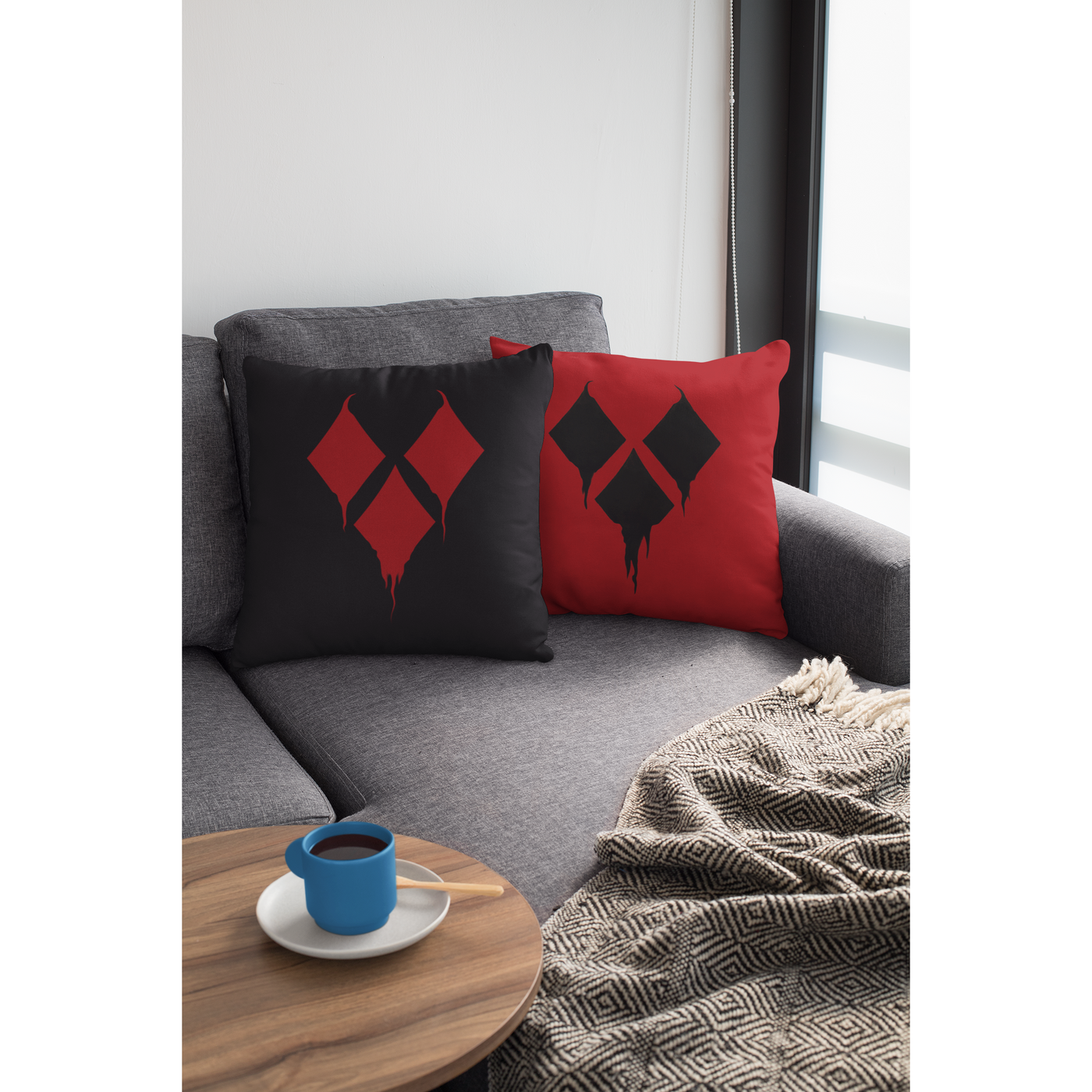 Gray Harlequin Black & Red | Pillow Case