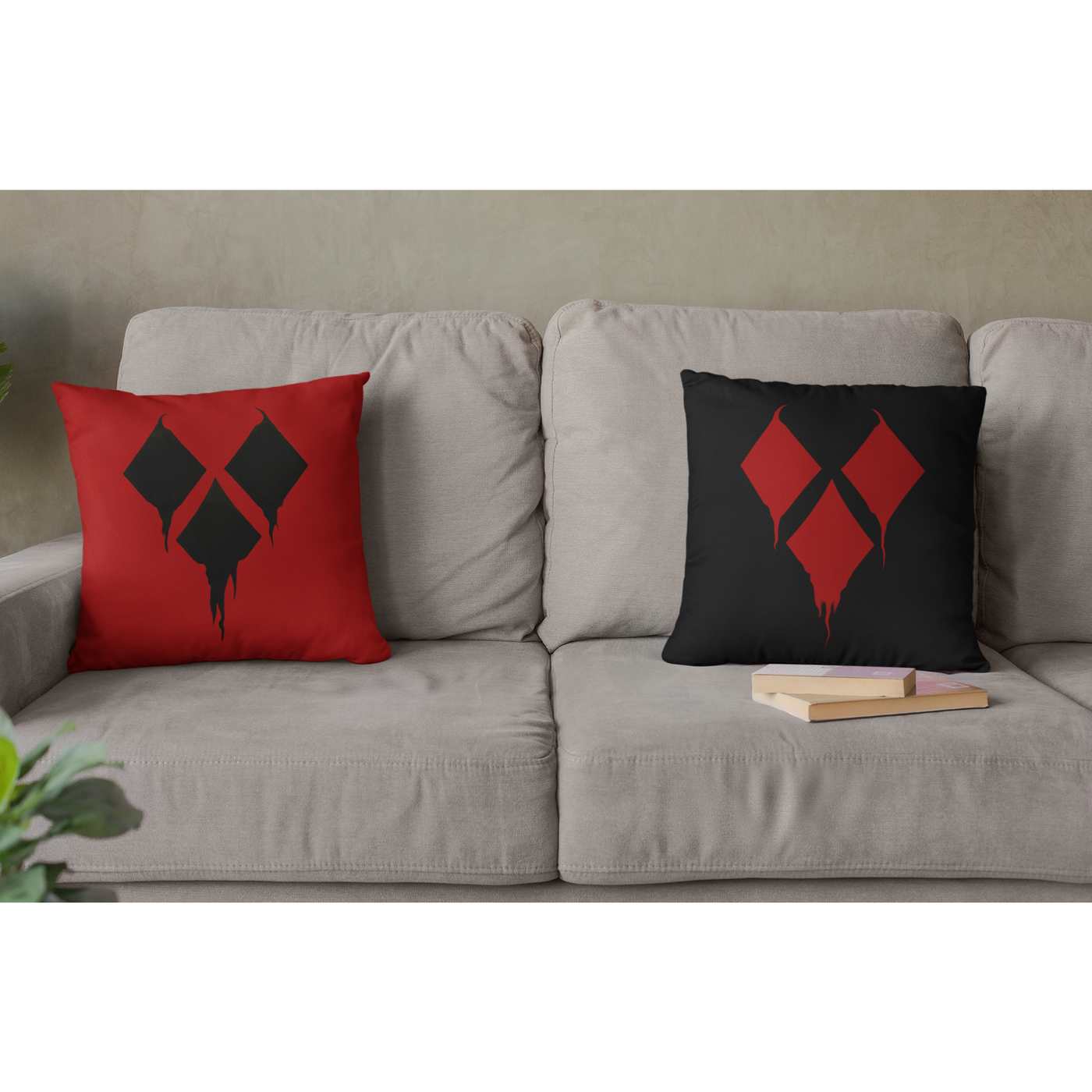 Light Slate Gray Harlequin Red & Black | Pillow Case