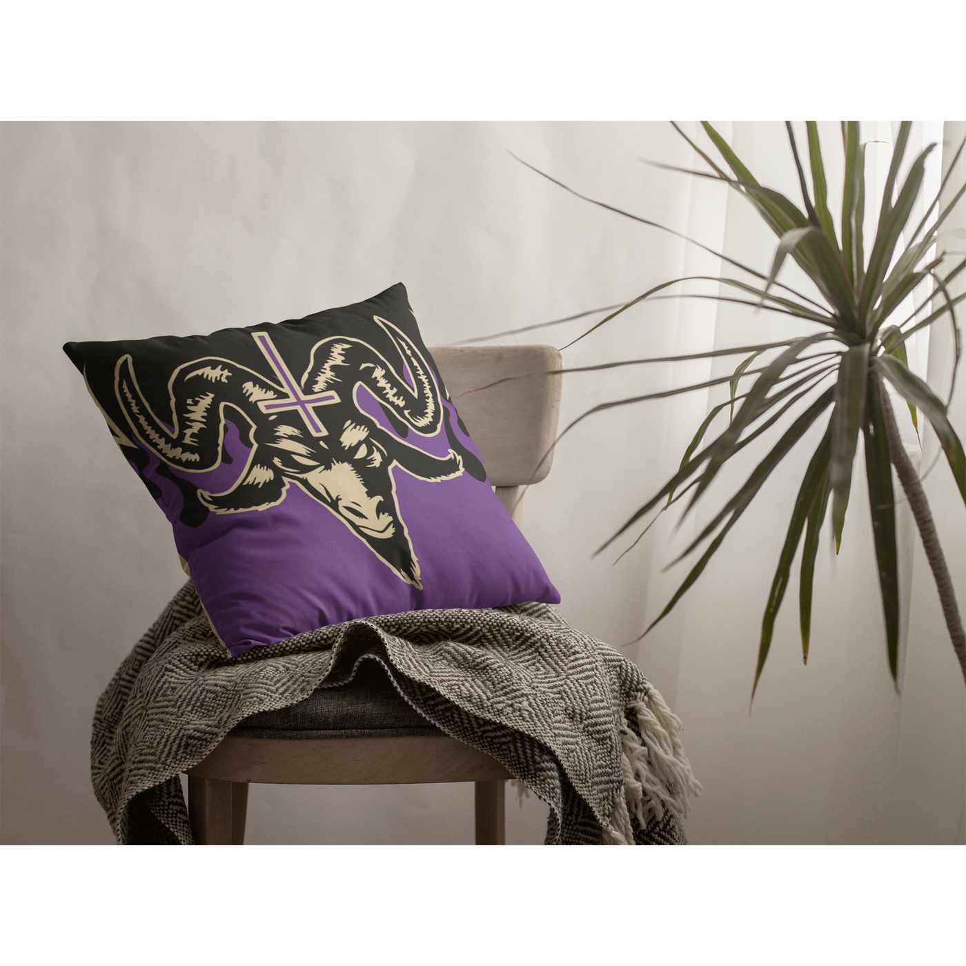 Dark Gray Baphomet Purple | Pillow Case