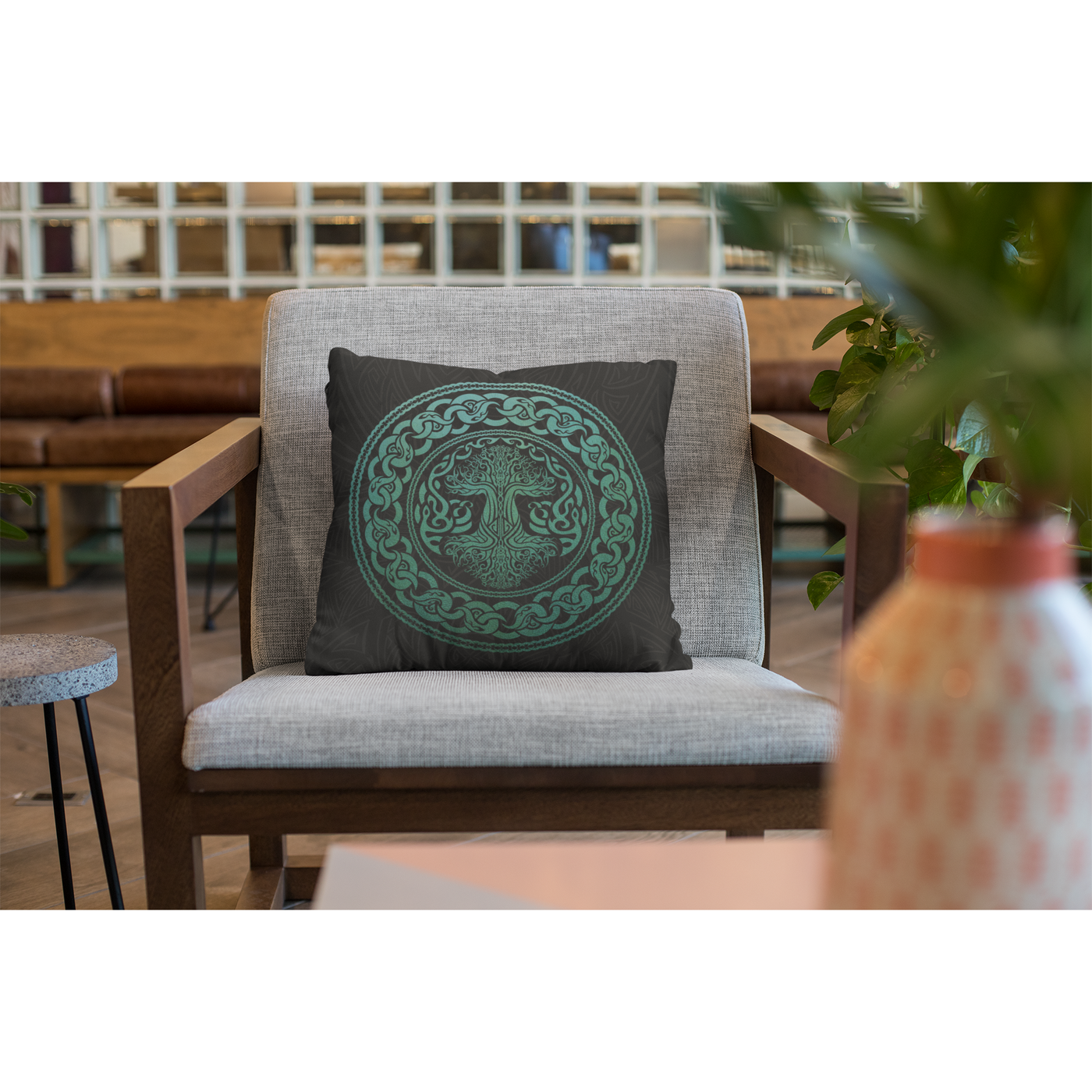Dark Olive Green Green Celtic Knot Tree Of Life | Pillow Case