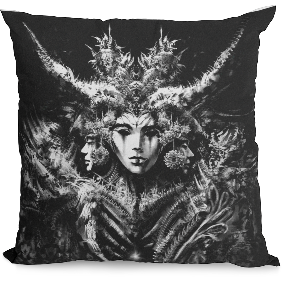 Dark Slate Gray Gray & Red Greek Goddess Hecate | Pillow Case