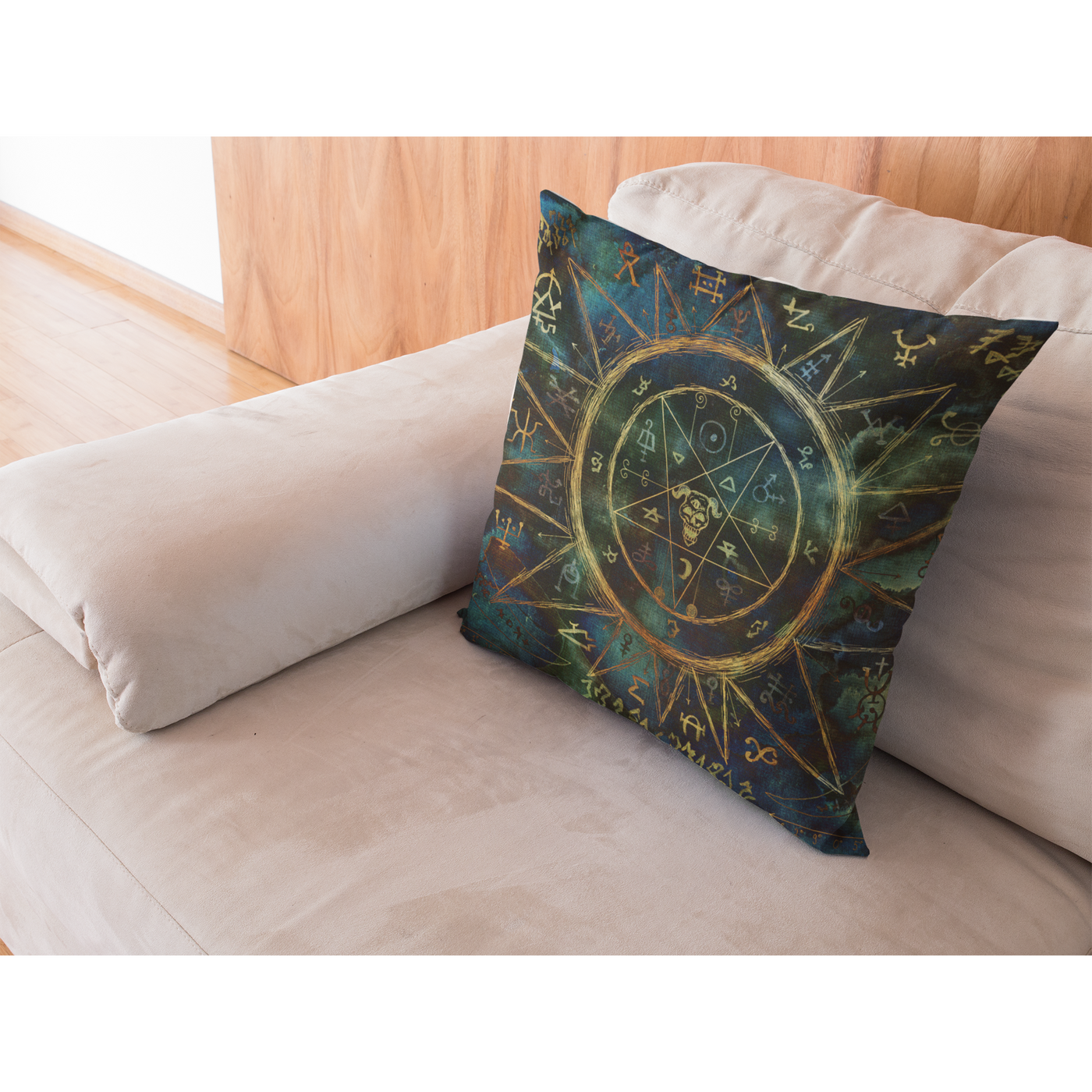 Tan Ouija Board & Evil Esoteric Symbols | Pillow Case