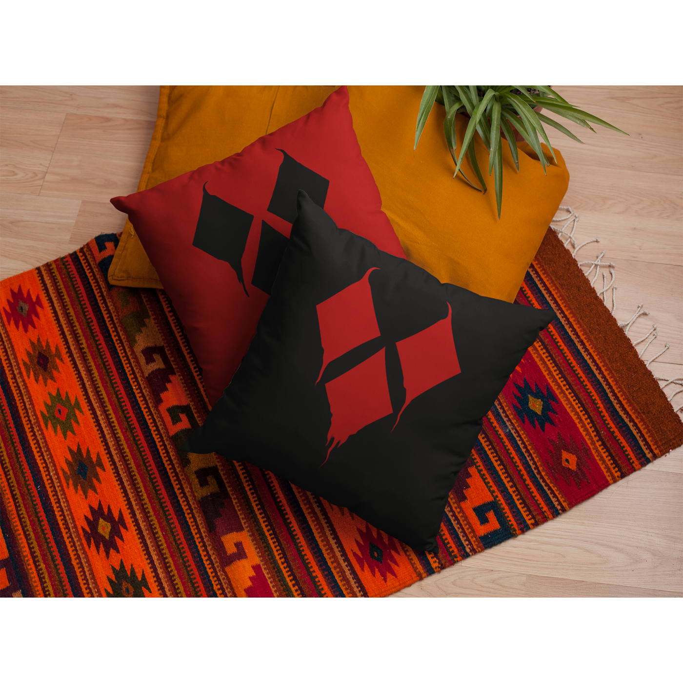 Saddle Brown Harlequin Red & Black | Pillow Case