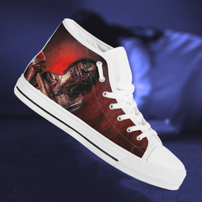 Dark Slate Gray Horrorcore Menacing Zombie With An Ax | Women's Classic High Top Canvas Shoes