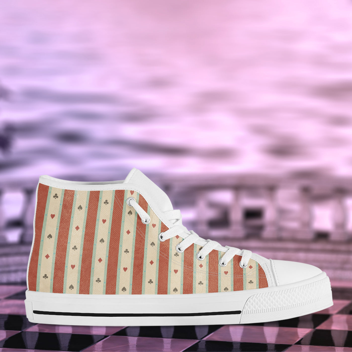 Thistle Alice Playing Cards Wallpaper | Men’s Classic High Top Canvas Shoes